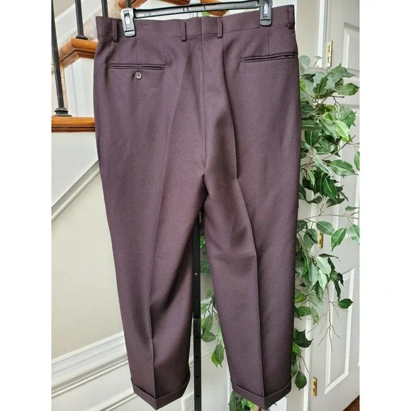 Tony Blake Men's Brown Solid 100% Polyester Straight Leg Dress Pants Size 38R